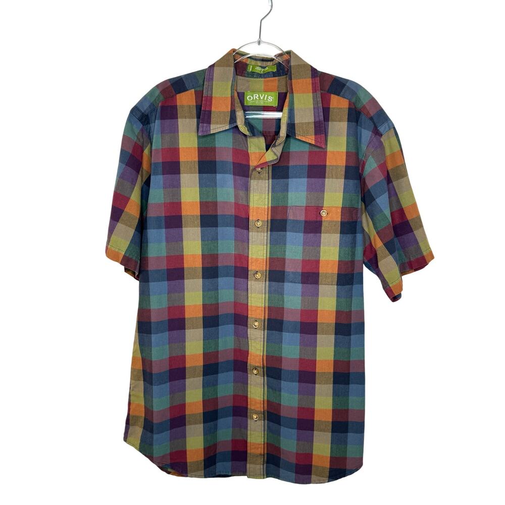 Orvis Mens Short Sleeve Casual Woven Shirt with Chest Pocket size Large